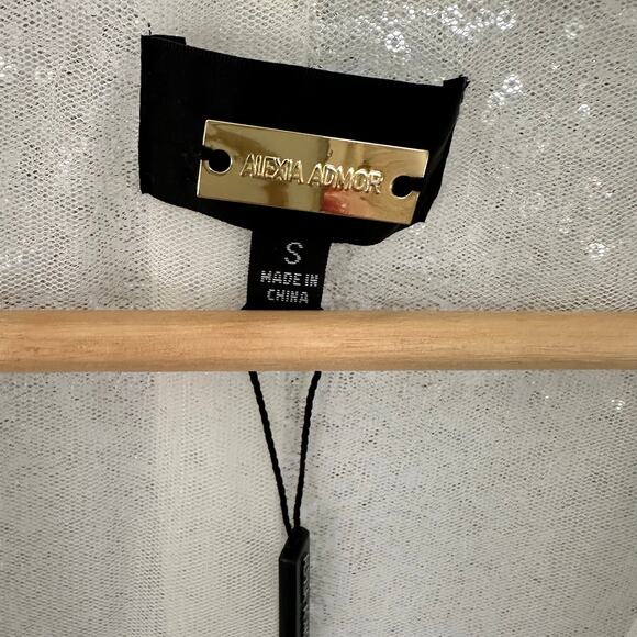 Alexia Admore Sequin Duster Women's Size Small - Silver Gold Ombre Trench Coat - Picture 6 of 8